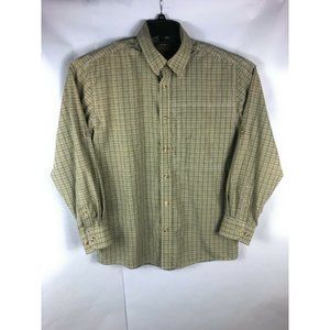 Pacifictrail Men's Large Long Sleeve Light Green Black Check Cotton Blend A69